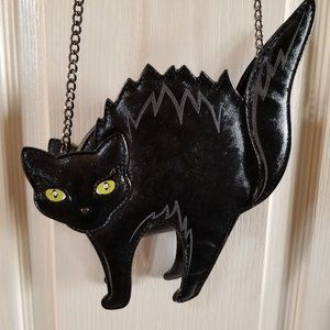 Betsey Johnson black SCAREDY CAT Crossbody Handbag